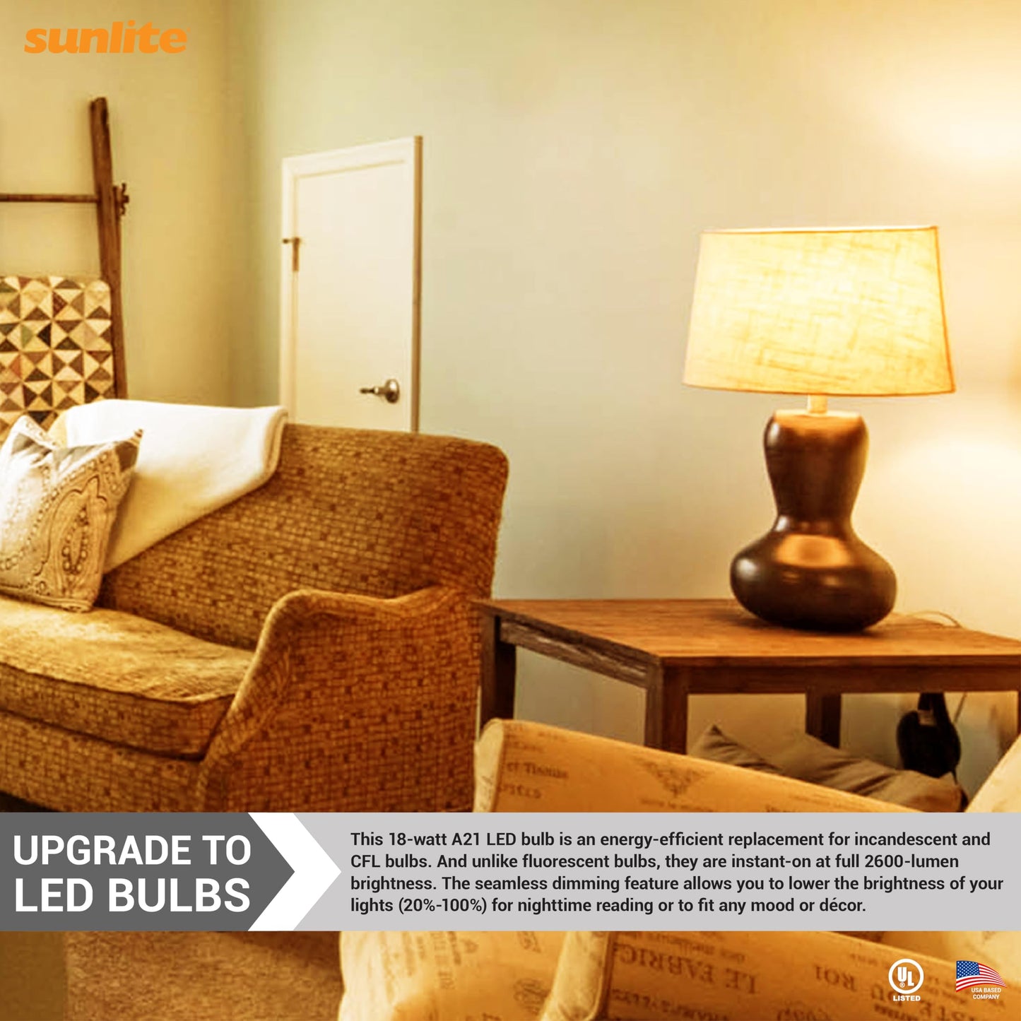 Sunlite 80995 LED A21 Light Bulb, 18 Watts (150W Equivalent), 2600 Lumens, 120V, Dimmable, Medium E26 Base, 220 Degree Beam Angle, UL Listed, RoHS Compliant, 2700K Soft White, 6 Pack