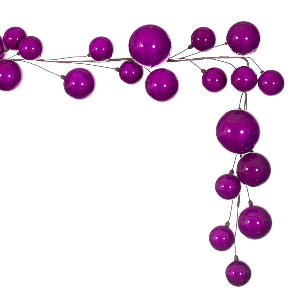 Vickerman 10' Fuchsia Pearl Branch Ball Wire Garland.