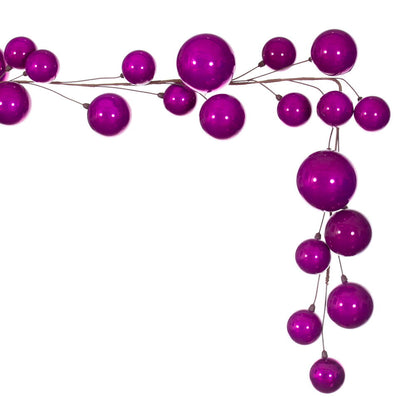 Vickerman 10' Fuchsia Pearl Branch Ball Wire Garland.