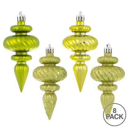 Vickerman 4" Lime 4-Finish Finial Ornament 8 per Box