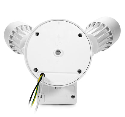 ASD Lighting LED Security Floodlight 2 round heads 20W 120-277V CCT Selectable 3000/4000/5000K with 180° Motion Sensor and Photocell White ETL