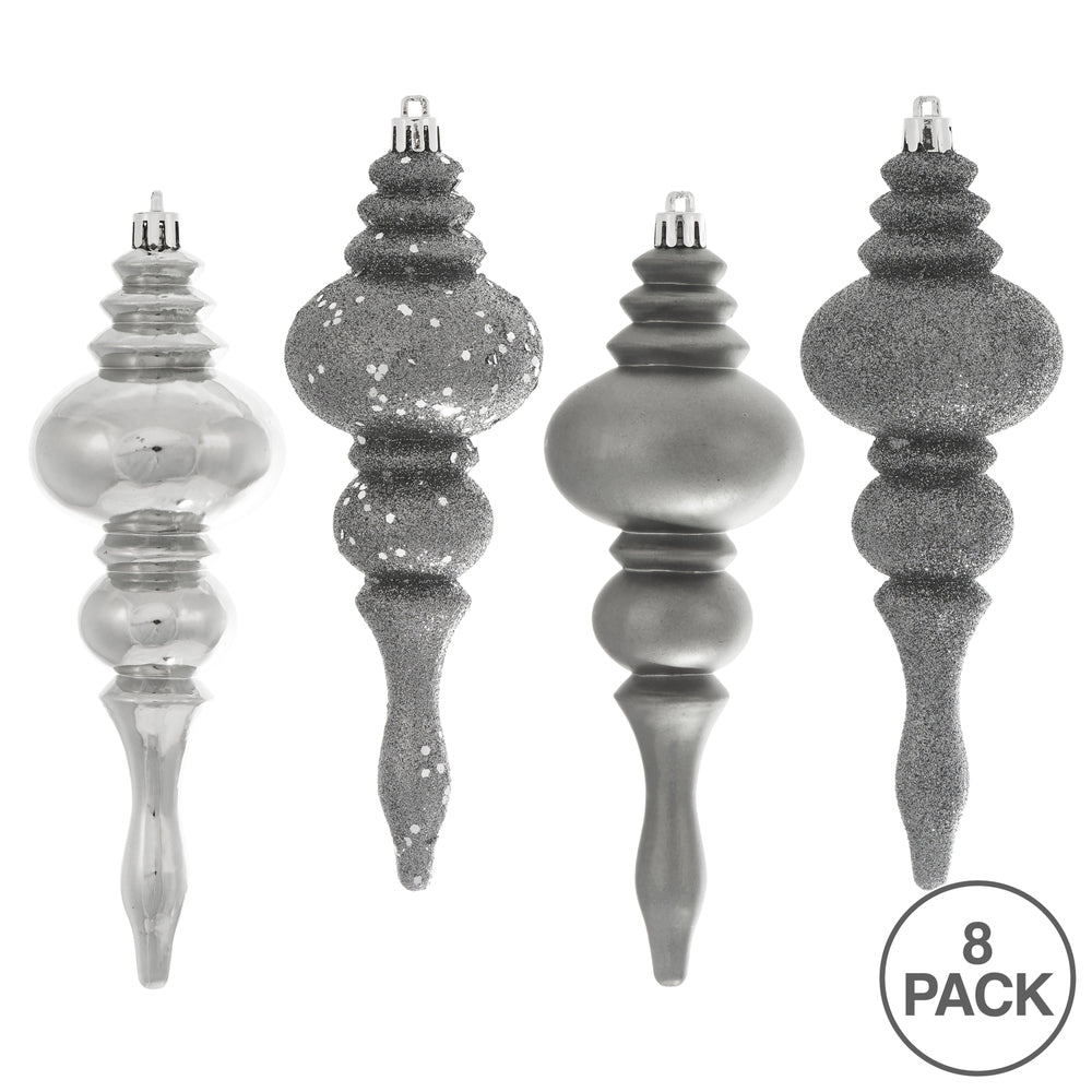 Vickerman 7" Pewter 4-Finish Finial Ornament 8 per Box