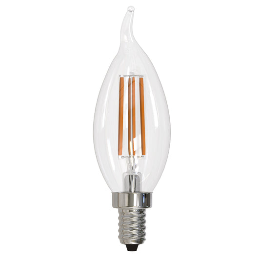 Bulbrite LED Filament 6.5 Watt Dimmable CA10 Light Bulbs with a Clear Finish and Candelabra (E12) Base - 3000K (Soft White Light), 750 Lumens