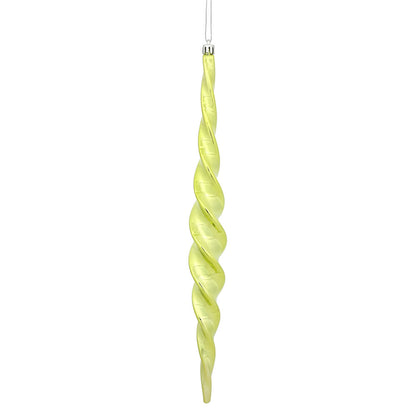 Vickerman 14.6" Lime Shiny Spiral Icicle Christmas Ornament Pack of 2