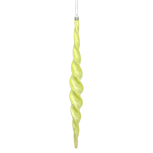 Vickerman 14.6" Lime Shiny Spiral Icicle Christmas Ornament Pack of 2