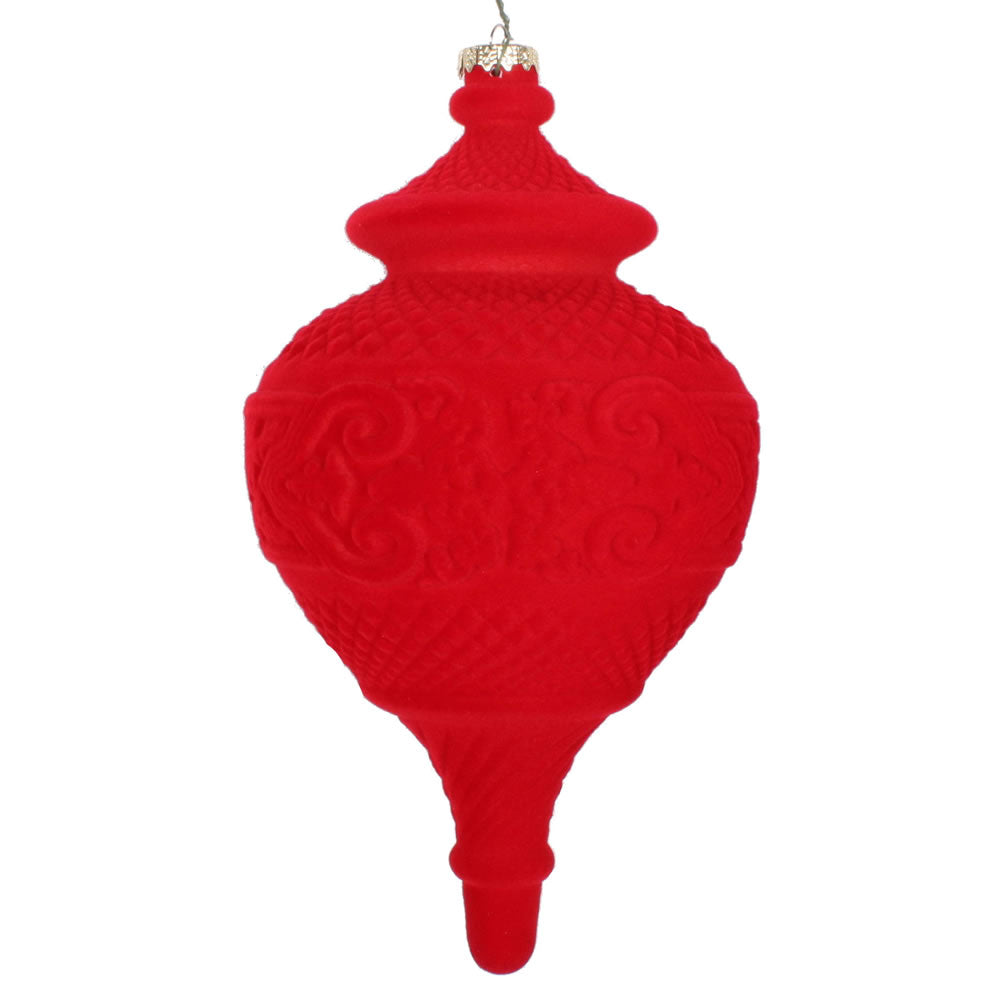 Vickerman 10.5" Red Flocked Finial Ornament