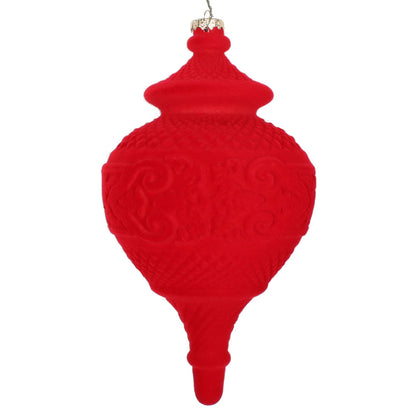 Vickerman 10.5" Red Flocked Finial Ornament