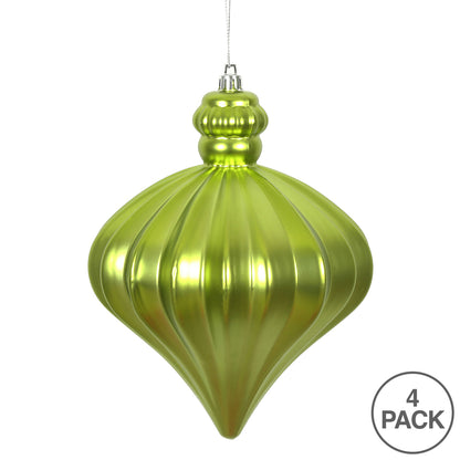 Vickerman 6" Lime Matte Onion Drop Christmas Ornament 4 per pack