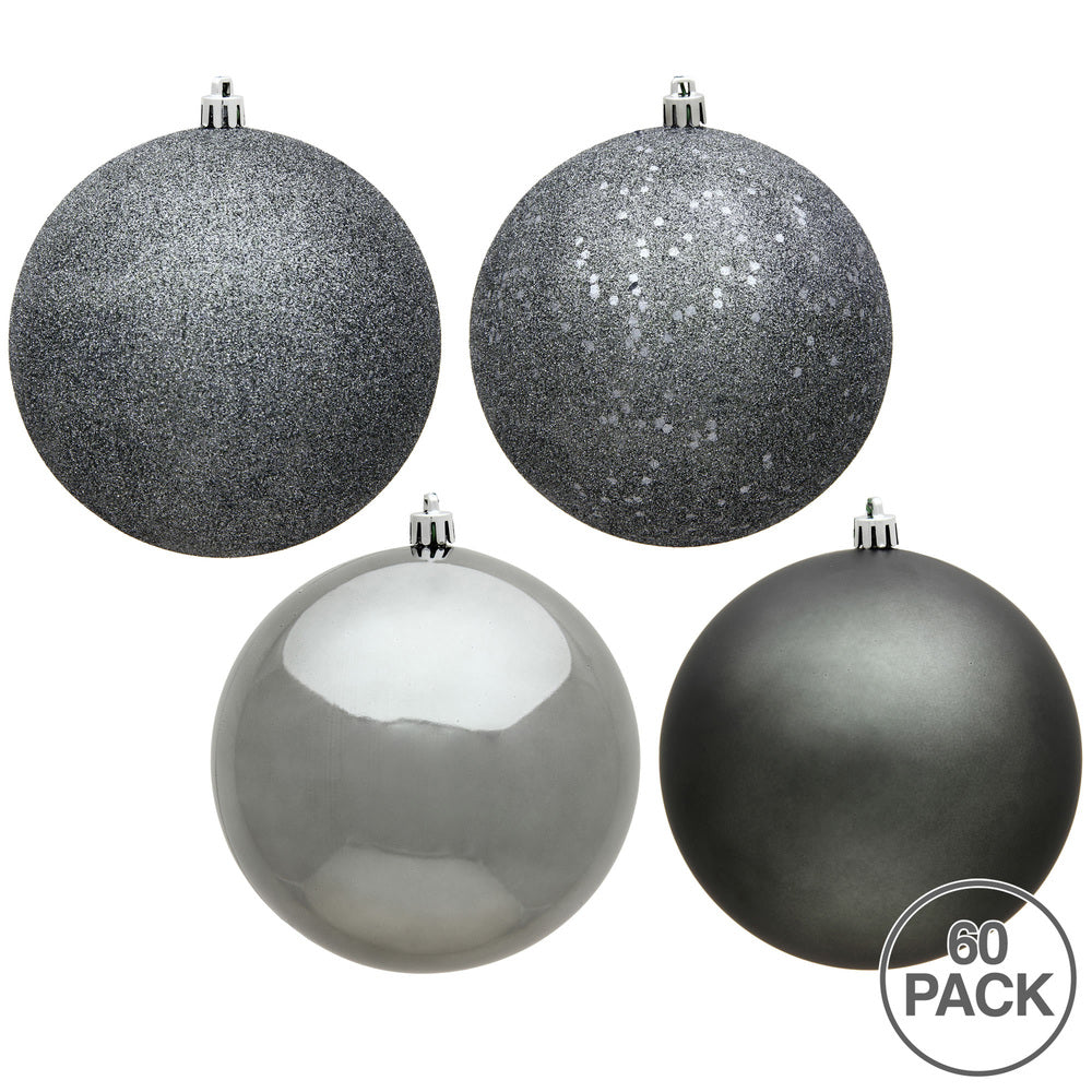 Vickerman 2.4" Pewter 4-Finish Ball Ornament Assortment 60 per Box