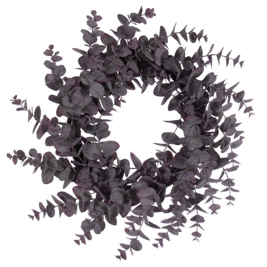 Vickerman 24" Artificial Burgundy Spiral Eucalyptus Wreath
