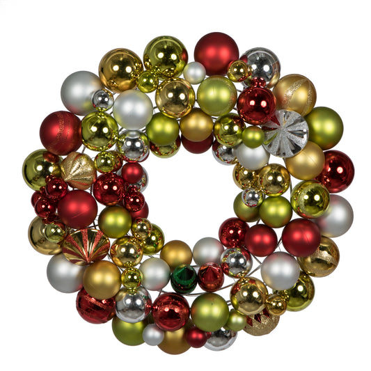 Vickerman 24" Red-Lime-Gold-Silver Assorted Ornament Wreath