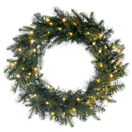 Vickerman 24" Georgian Fraser Fir Artificial Pre-Lit Wreath with 50 White Lights, Lush Green Color