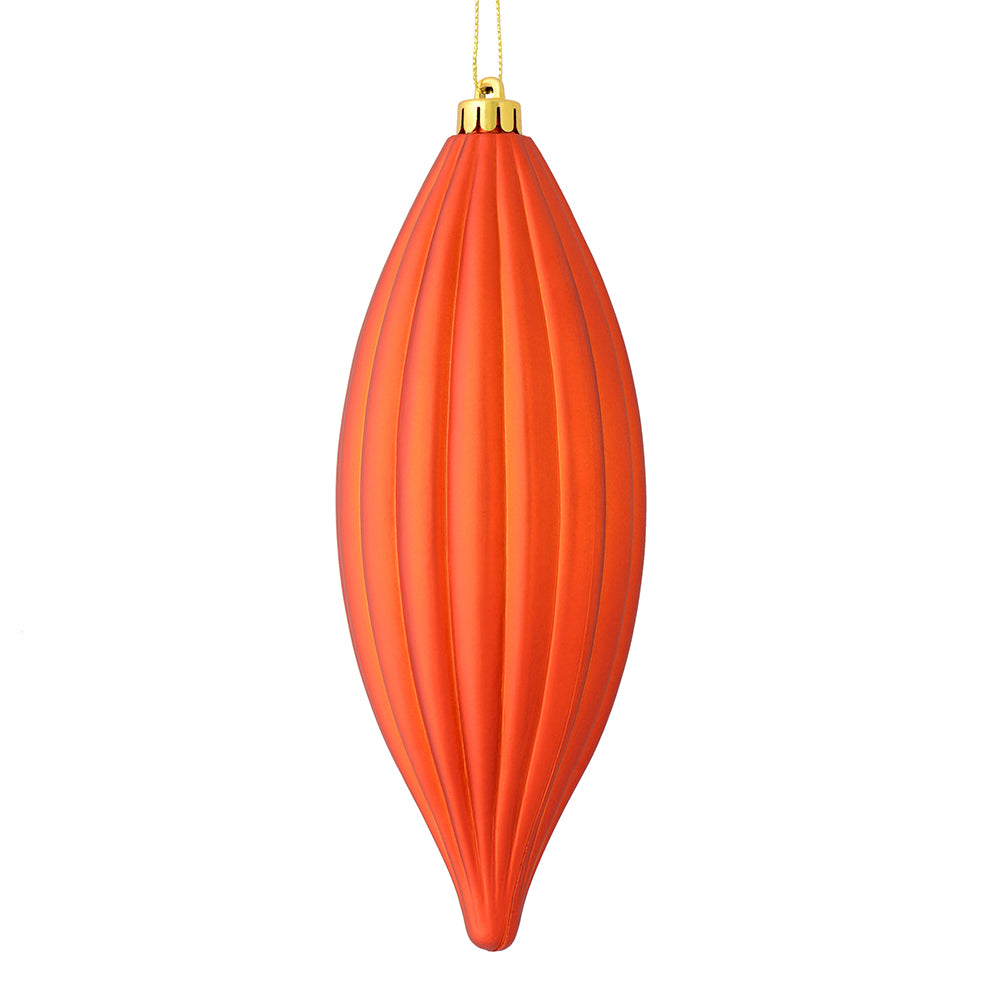 Vickerman 8" Burnished Orange Matte Line Finial Ornament Pack of 4