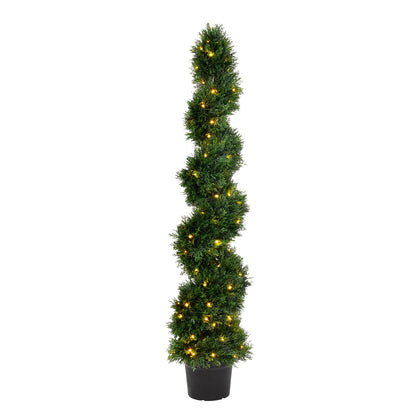 Vickerman 5' Artificial Potted Green Cedar Spiral Tree.