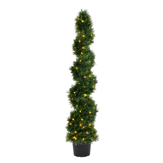 Vickerman 5' Artificial Potted Green Cedar Spiral Tree.