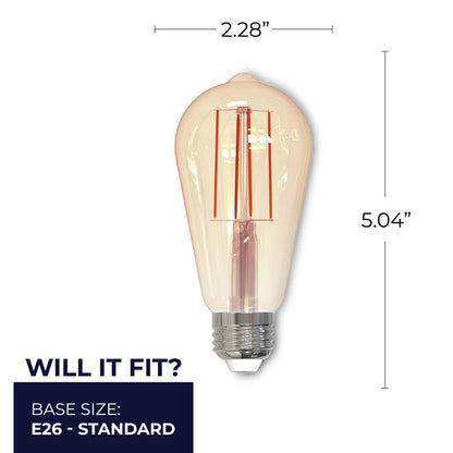 BULBRITE LED ST18 MEDIUM SCREW (E26) 7W DIMMABLE FILAMENT LIGHT BULB 2200K/AMBER 60W INCANDESCENT EQUIVALENT 2PK (776809)