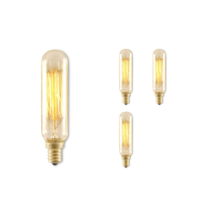 BULBRITE INCANDESCENT T6 CANDELABRA SCREW (E12) 25W DIMMABLE NOSTALGIC LIGHT BULB 2200K/AMBER 4PK (132506)