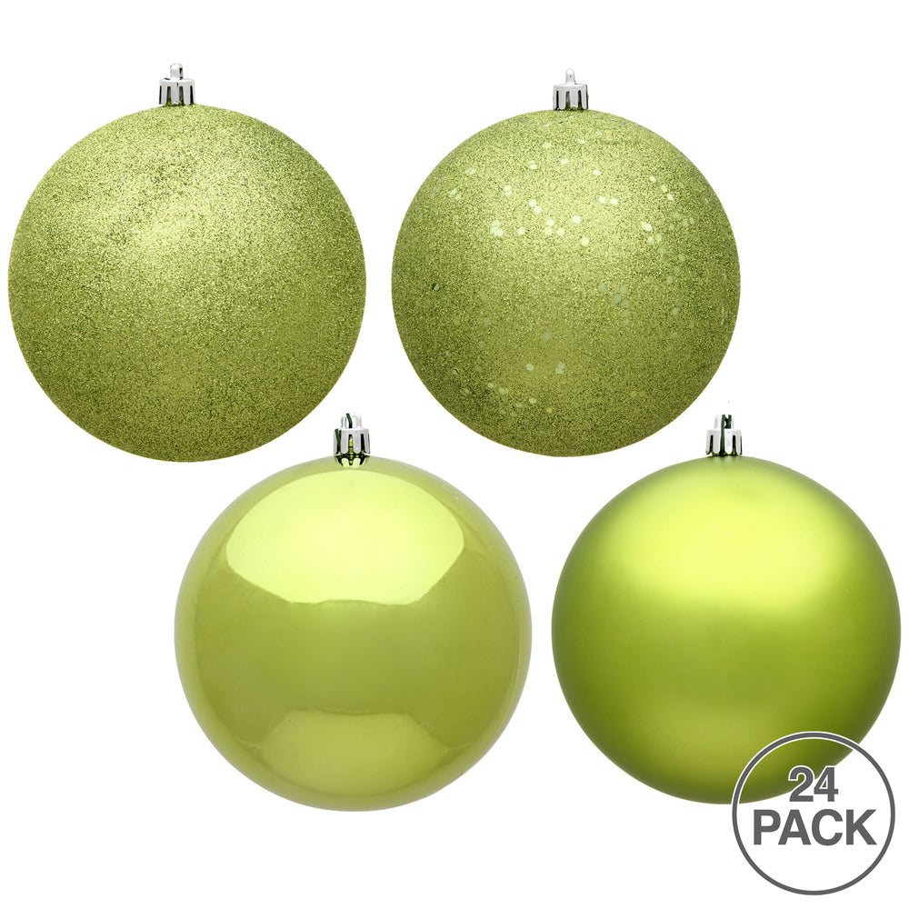 Vickerman 2.4" Lime 4-Finish Ball Ornament Assortment 24 per Box