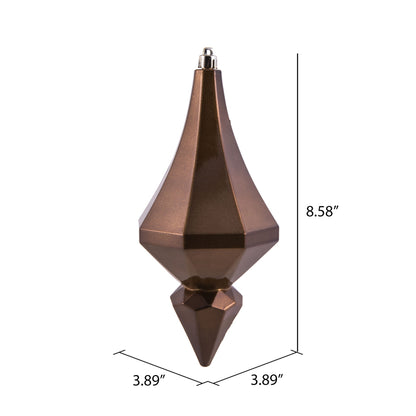 Vickerman 8" Mocha Candy Finish Diamond Finial Ornament Pack of 2