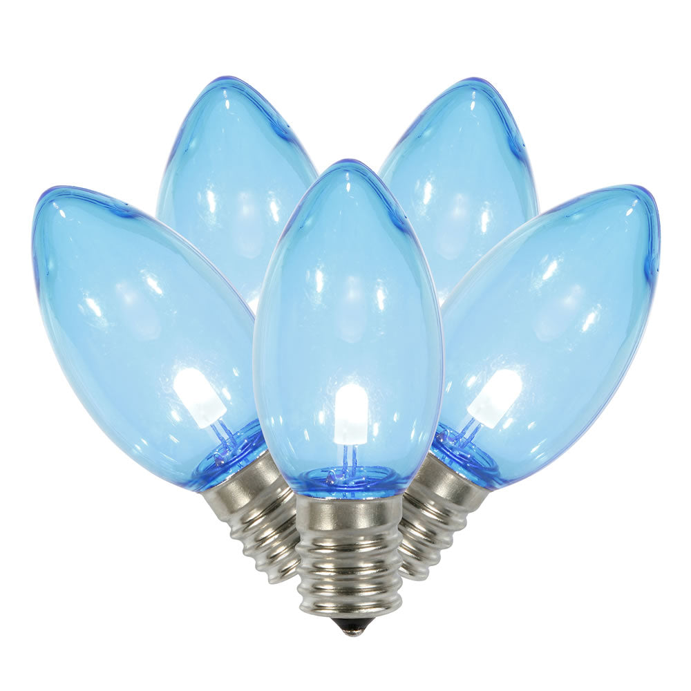 Vickerman C9 Transparent Plastic LED Blue Dimmable Bulb E17 Nickel Base 25 per bag