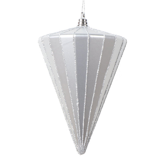 Vickerman 6" Matte Silver Cone Ornament 3 per bag.