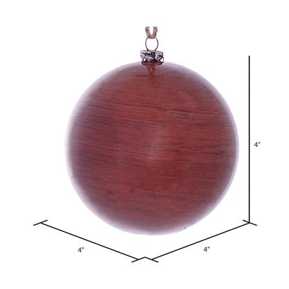 Vickerman 4" Copper Wood Grain Ball Ornament 6 per Bag