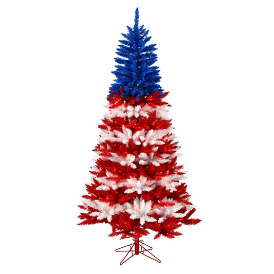 Vickerman 4.5' x 35" Centennial Pine Artificial Christmas Tree Red Clear and Blue Mini Lights