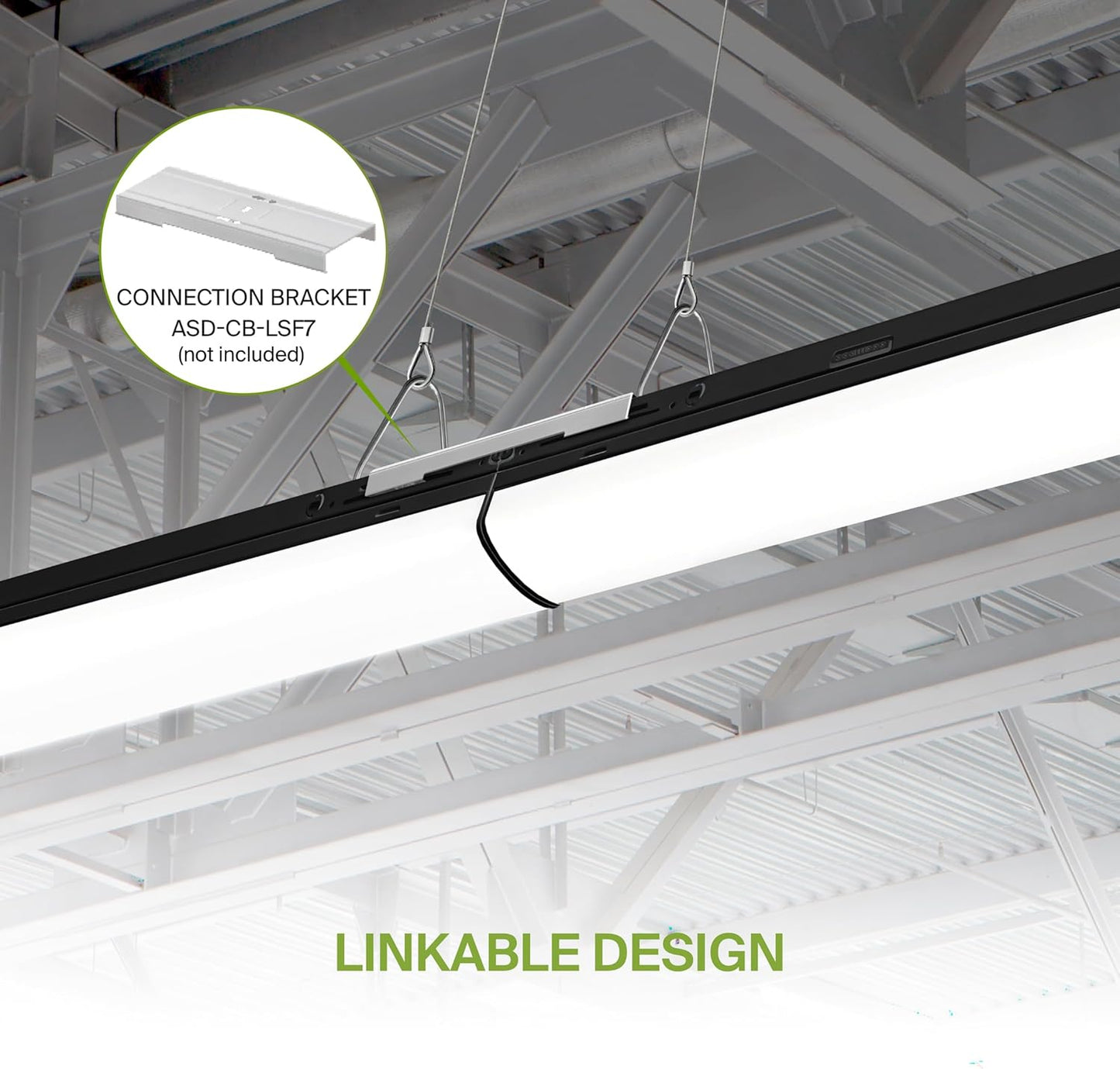 ASD Lighting LED Stairwell Fixture with Q-base 4feet Power Adjustable 25/30/40W 120-277V CCT Selectable 3500/4000/5000K Dimmable Black UL DLC Premium