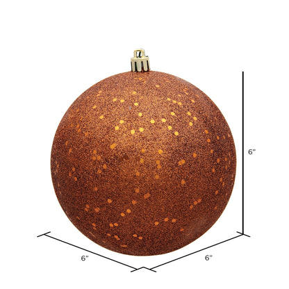 Vickerman 6" Copper Sequin Ball Ornament 4 per Bag