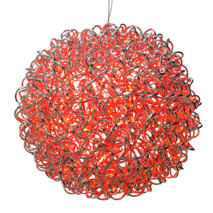 Vickerman 18" Spiral LED Red Silver Aluminum Ball 120 Lights, 15' Long Silver Plug Wire with UL Transformer for Indoor/Outdoor Use