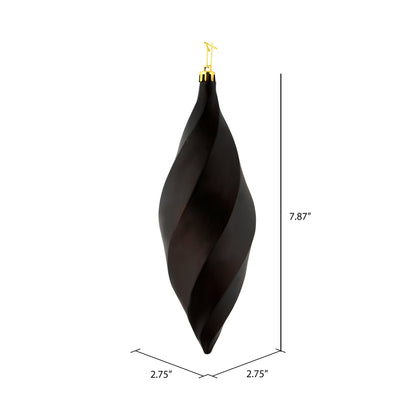 Vickerman 8" Chocolate Matte Swirl Finial Ornament Pack of 6