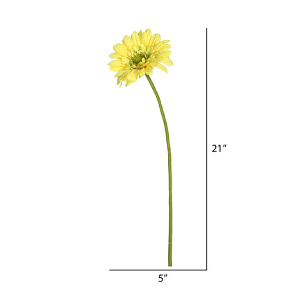 Vickerman 21" Artificial Yellow Gerbera Daisy Stem 6 per Bag