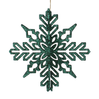 Vickerman 6" Emerald 3D Glitter Snowflake Christmas Ornament Set of 3
