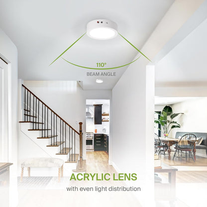 ASD Lighting LED Round Surface Mini Panel 7" 15W 120V CCT Selectable 3000/4000/5000K Dimmable with Battery back-up 6W White ETL