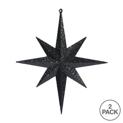 Vickerman 12" Black Iridescent Glitter Bethlehem Star Christmas Ornament 2 per Box