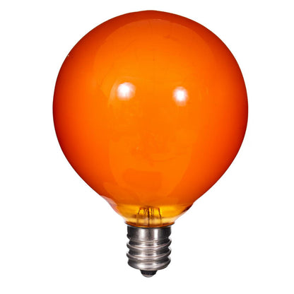 Vickerman 15Lt Amber LED Glass G50-E12 Filament End-Connecting Set with Green 20AWGXTW Wire and 6"x12"x6" Bulb Spacing. 120V-.6W.  UL Approved.