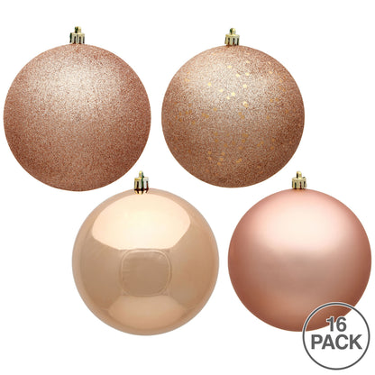 Vickerman 3" Rose Gold 4-Finish Ball Ornament Assortment 16 per Box