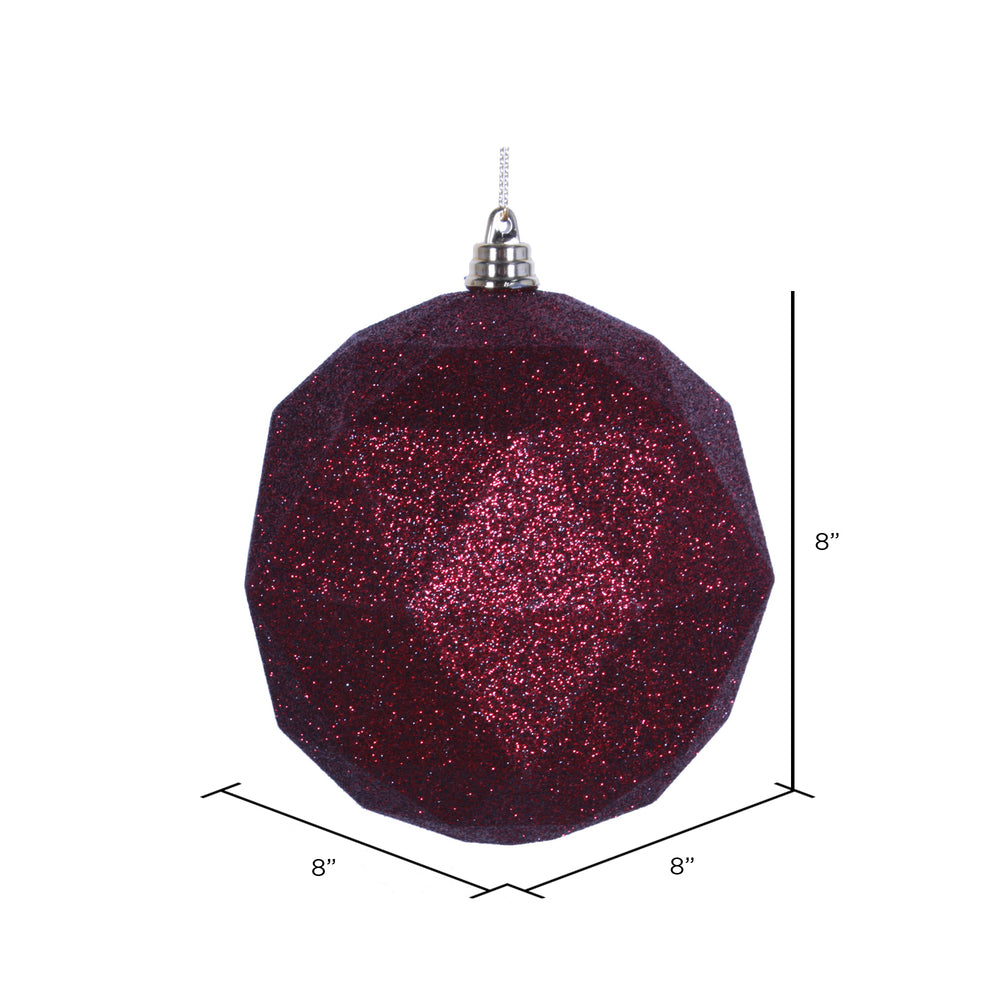 Vickerman 8" Burgundy Glitter Geometric Ball Ornament