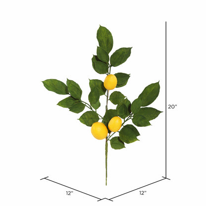 Vickerman 20" Artificial Green and Yellow Salal Leaf Lemon Sprays. Pack of 4.