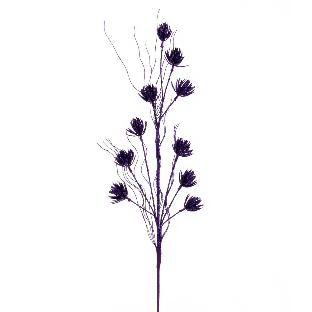 Vickerman 30" Purple Mini Flower Glitter Spray 6 per bag.