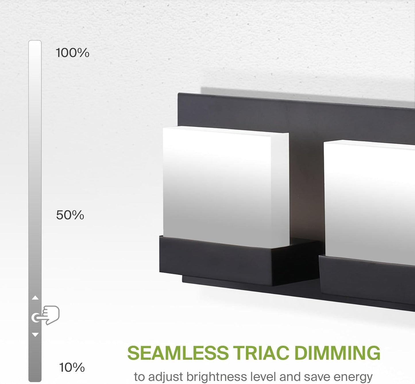 ASD Lighting LED Vanity 3-light 15W 120V CCT Selectable 3000/4000/5000K Dimmable Black ETL