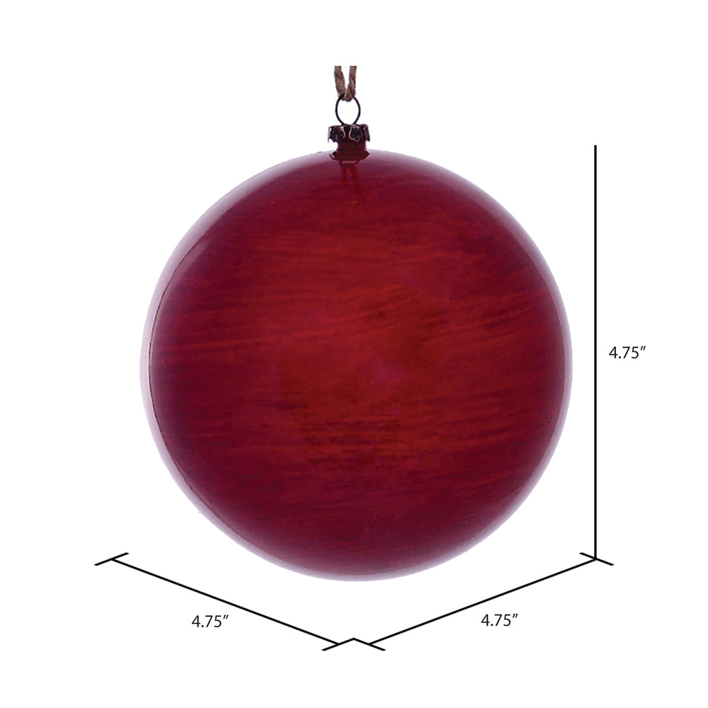 Vickerman 4.75" Red Wood Grain Ball Ornament 4 per Bag