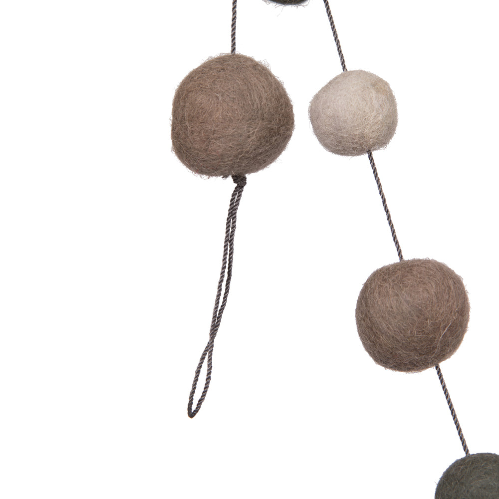 Vickerman 6' Gray and Silver Wool Pom Pom Garland