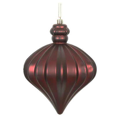 Vickerman 6" Burgundy Matte Onion Drop Christmas Ornament 4 per Bag