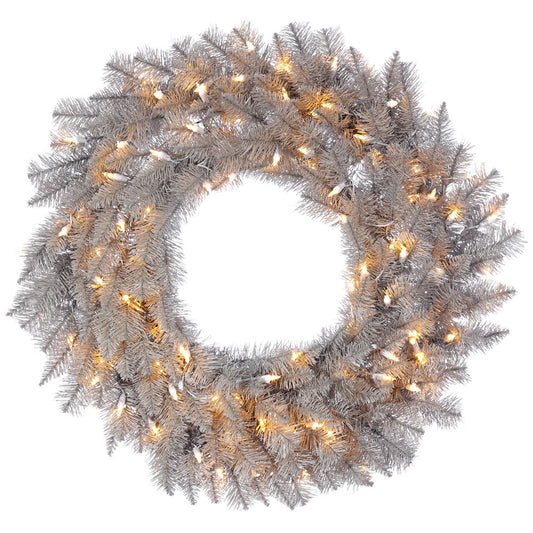 Vickerman 48" Platinum Fir Artificial Christmas Wreath Warm White Dura-lit LED Lights