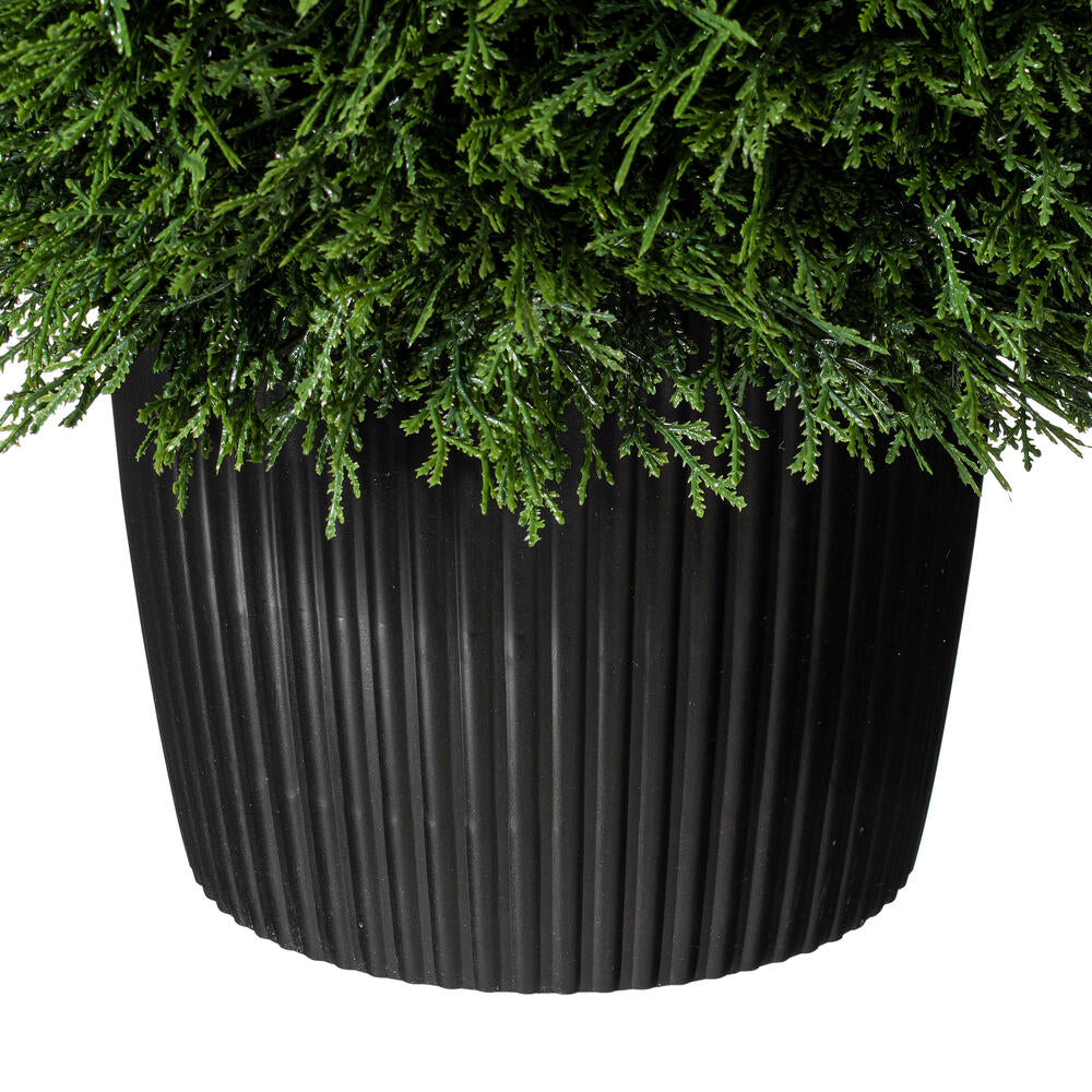 Vickerman 20" Artificial Potted Green Cedar Topiary Ball.