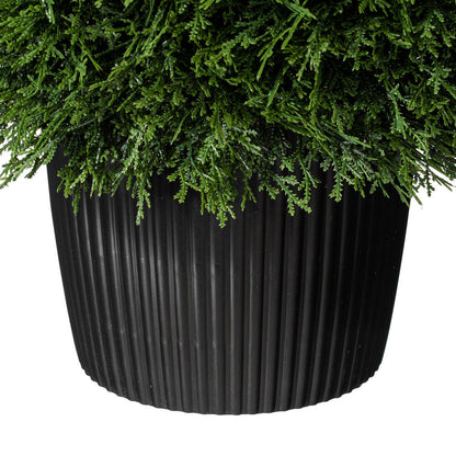 Vickerman 20" Artificial Potted Green Cedar Topiary Ball.