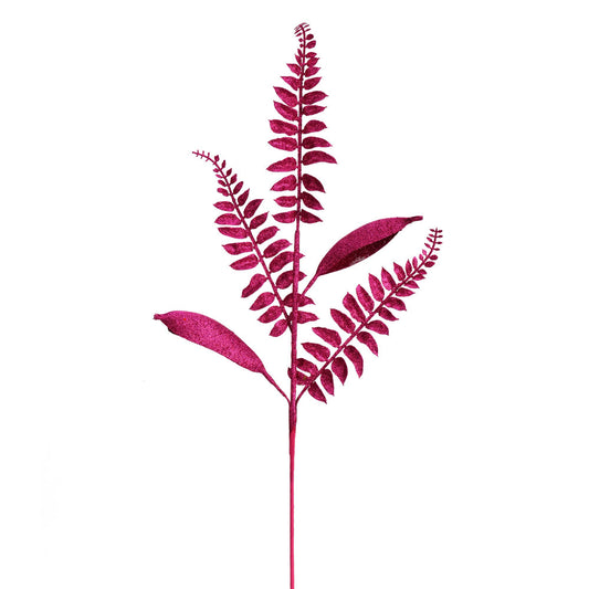 Vickerman 33" Berry Red Fern Leaf Glitter Artificial Christmas Spray. Includes 6 sprays per pack.