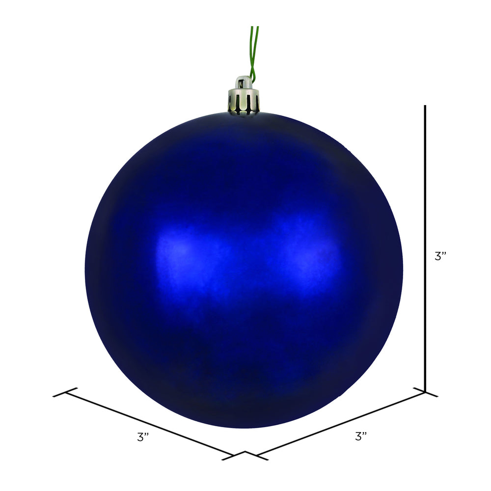 Vickerman 3" Midnight Blue Shiny Ball Ornament 12 per Bag