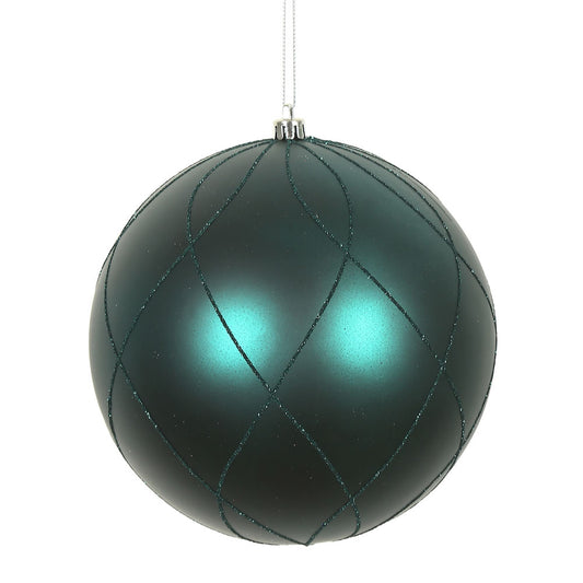 Vickerman 4" Sea Blue Matte and Glitter Swirl Ball Ornament 4 per Box